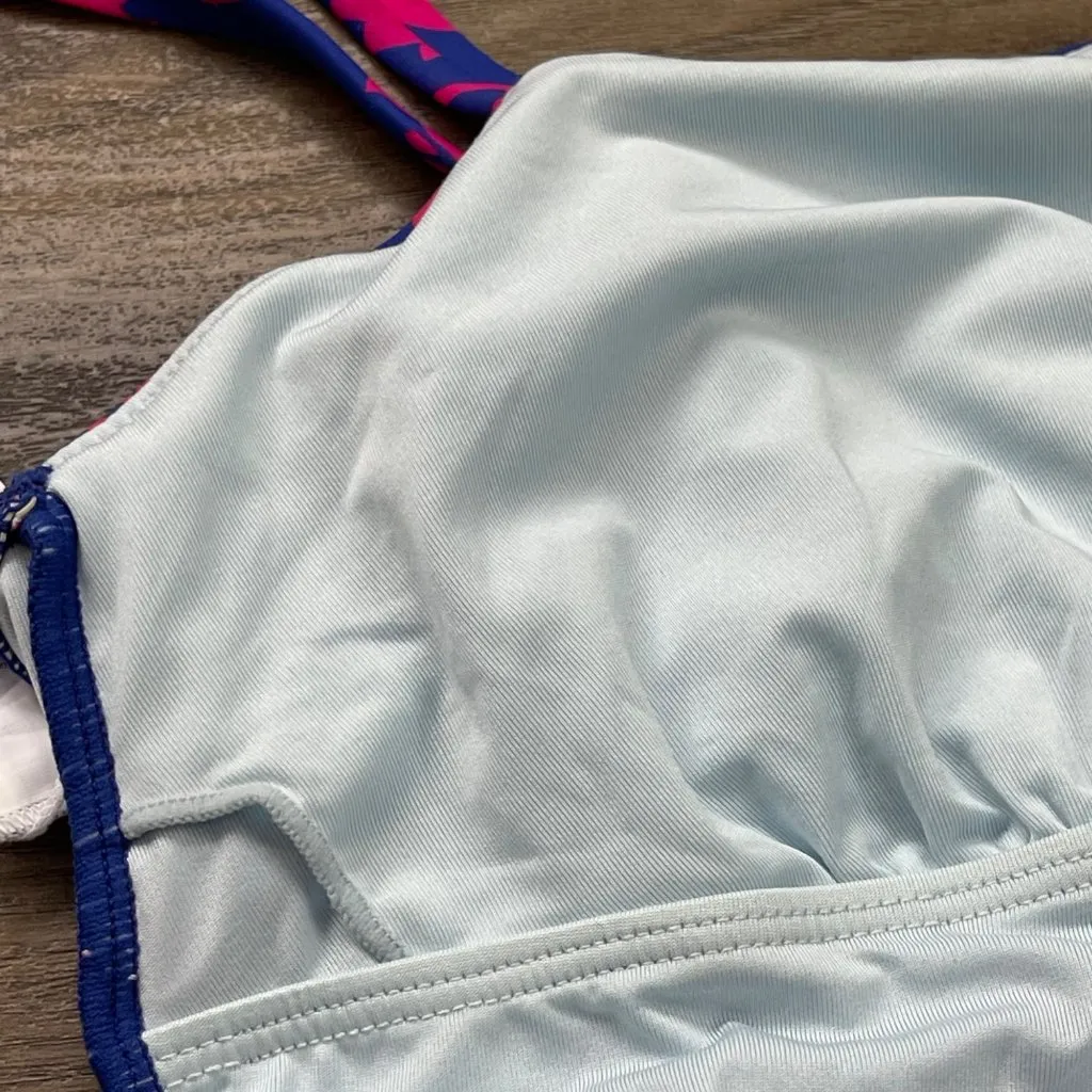 Cupshe Square Neck Ruched One-Piece Swimsuit Womens Size Large Pink Floral‎ FLAW - Image 5