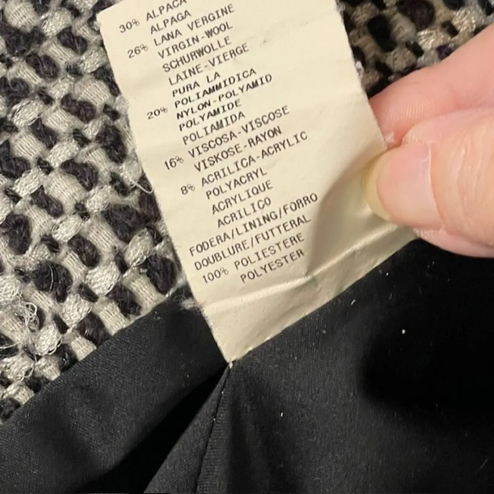 Armani Collezioni Alpaca & Wool Boucle Tweed Houndstooth Blazer Size 10 US 46 - Image 10