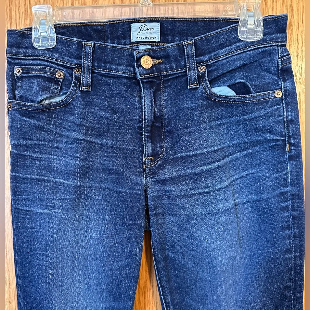 J Crew matchstick jeans size 27 
Straight leg. Dark wash with some whiskering - Image 2
