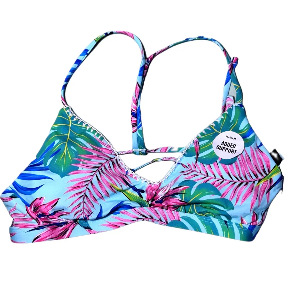 Hurley NWT  Women’s Java Tropical Adjustable Bikini Top – Medium - Image 6
