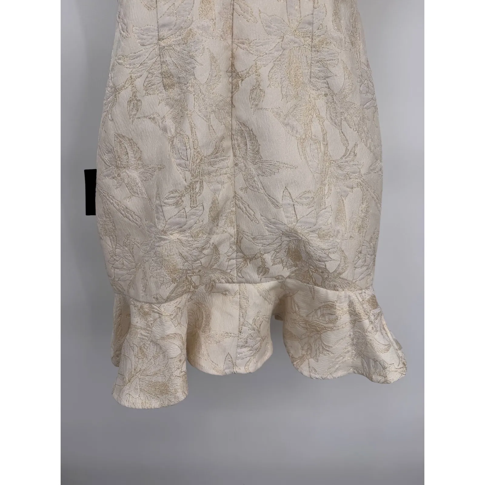 Lulus Formal Prom‎ Mini Dress Womens Small Ivory Gold Hummingbird Print NEW - Image 7