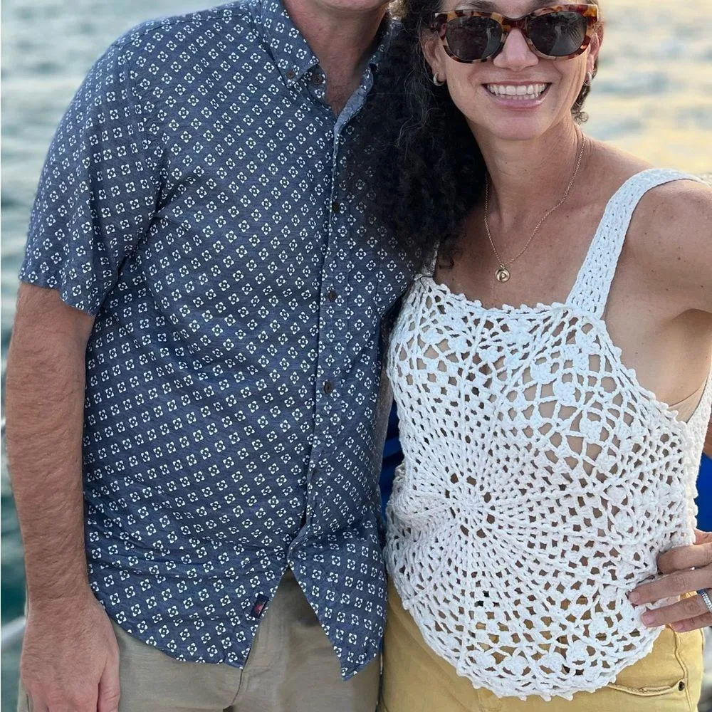 Rebecca Taylor “Crochet Doily” white moonstone open knit tank top Size … - Image 14