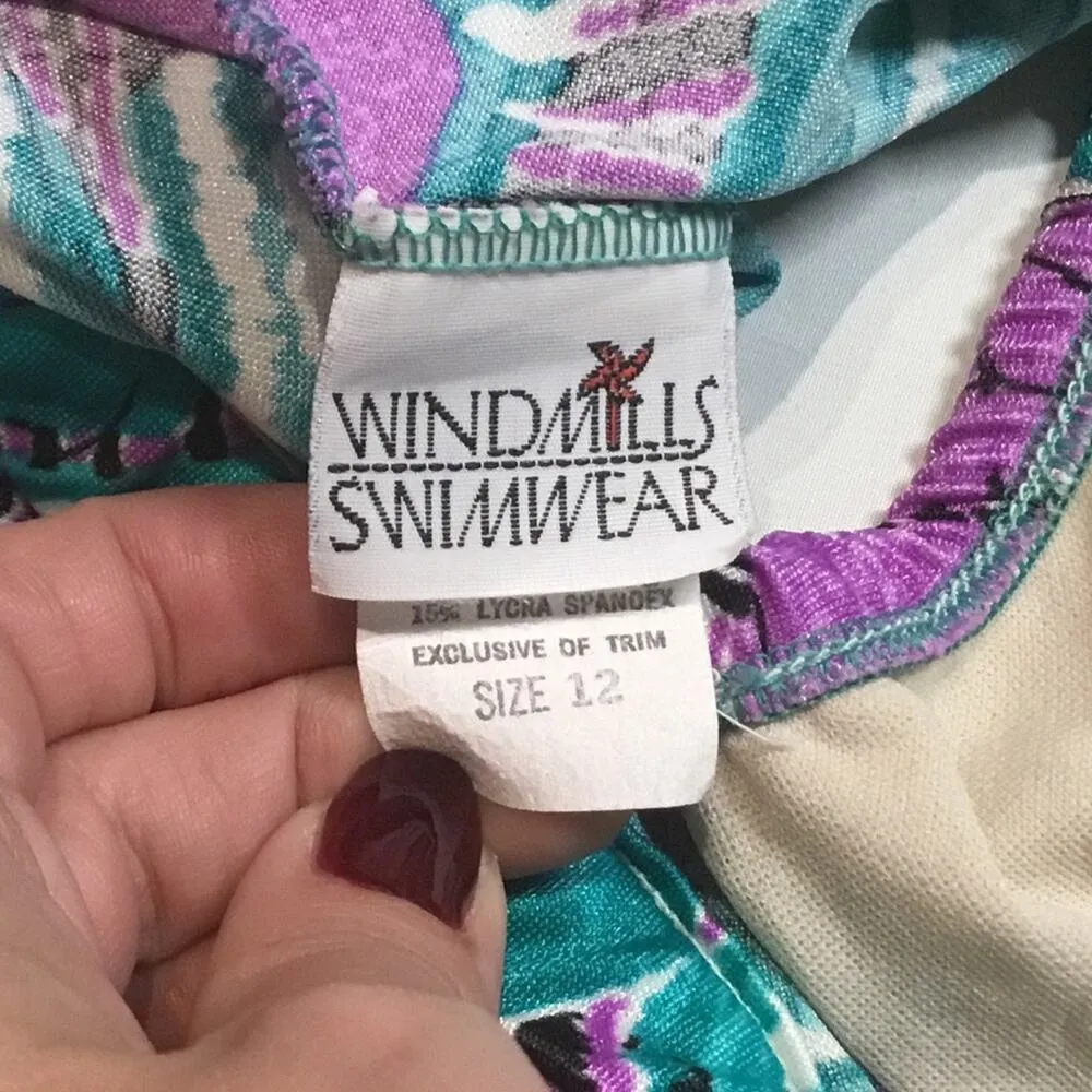 Windmills One Piece Swimsuit Green Size 12 - Image 5