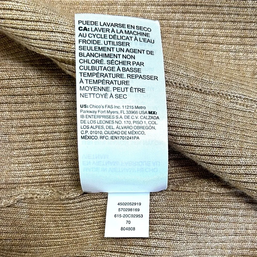 Chicos Petite Ribbed Front-Pocket Cardigan in Camel Brand Size 0P = 6P NWOT - Image 8