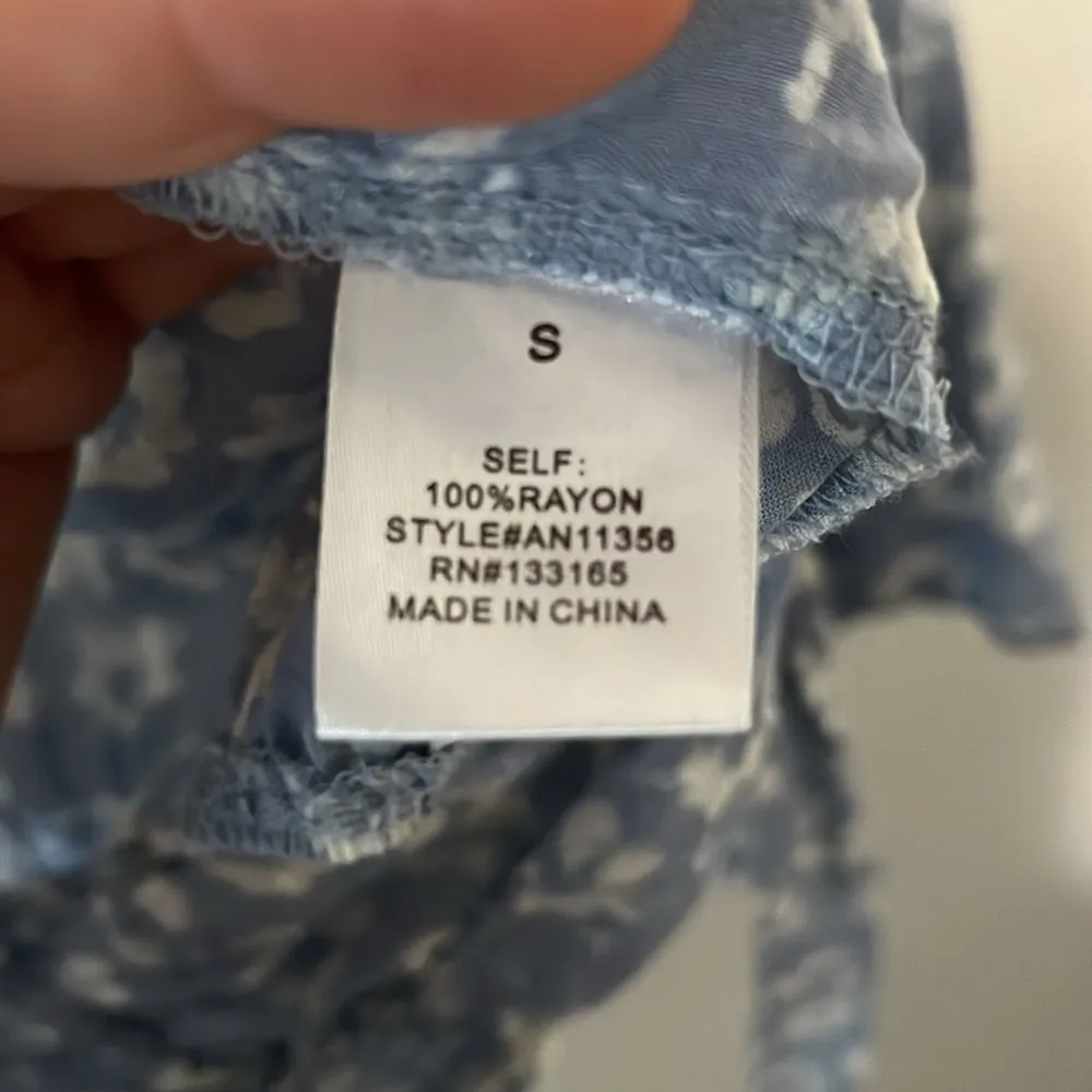 ALTAR'D STATE Light Blue Floral Long Sleeve Tie Top, Size S - Image 7