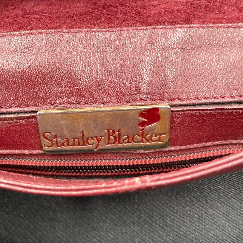 Vintage 60s 70s Stanley Blacker Designer Shoulder Bag Purse Burgundy Red Leather - Image 8