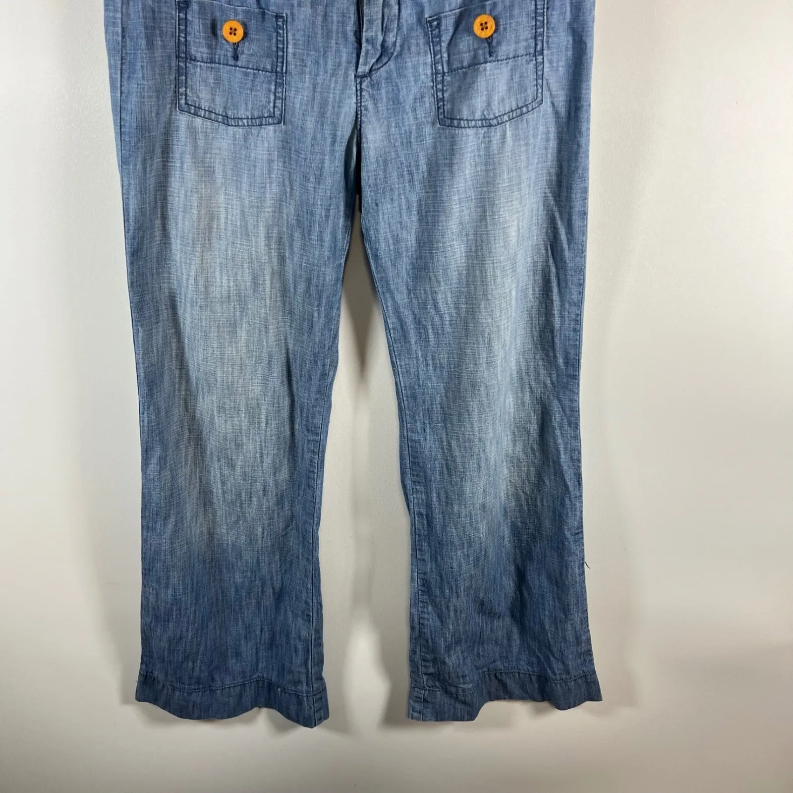 Pilcro Anthropologie Wide Leg Cropped Denim Jeans women's Size 27 boho - Image 3