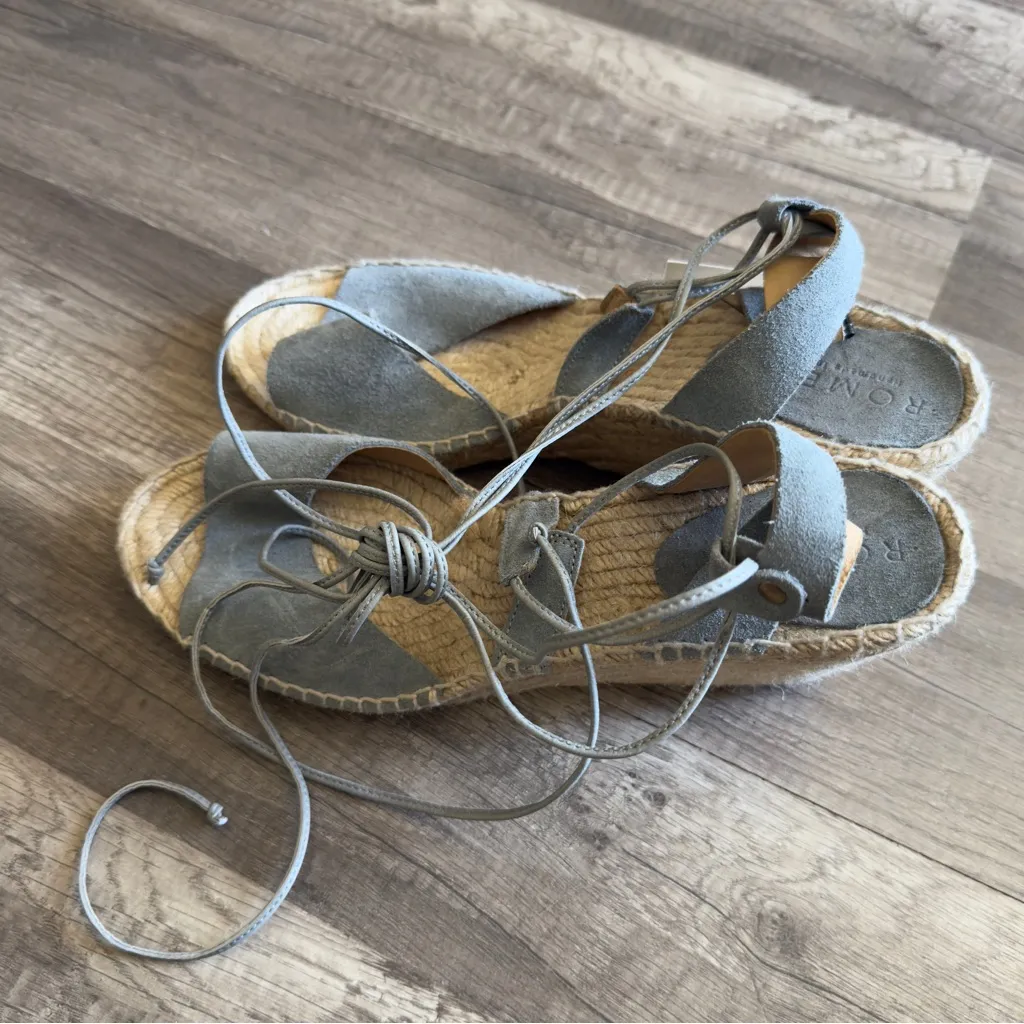 NWT Anthropologie Romena Espadrille Blue Suede Wedges Sandals 40 - Image 3