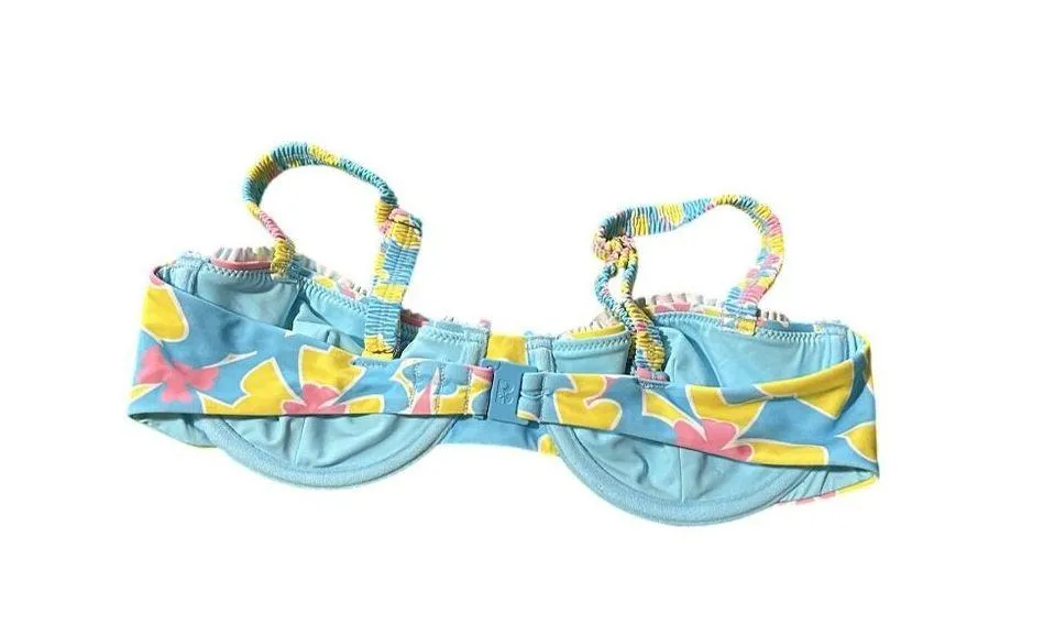 Blackbough Pina Colada Set Amelia Frilled Top Floral Colorful Print Beach Size 4 - Image 2