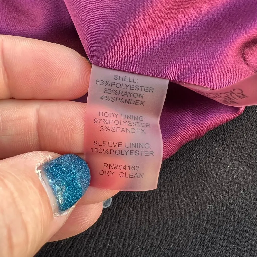 Calvin Klein Beet Magenta Open Front V Hem Blazer Size 2 - Image 7