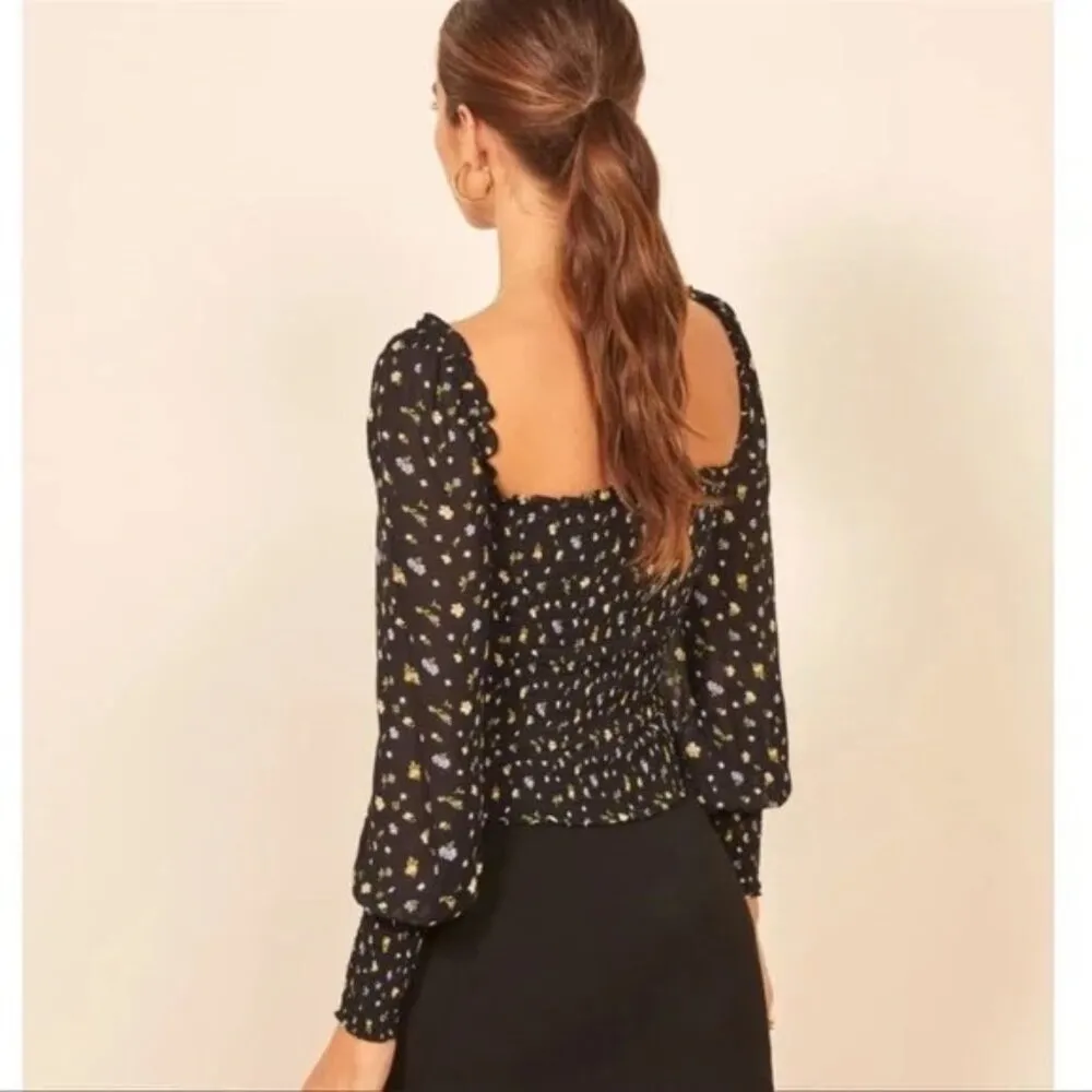 💕REFORMATION💕 Pinto Top ~ Posie Black Floral Print Medium - Image 5