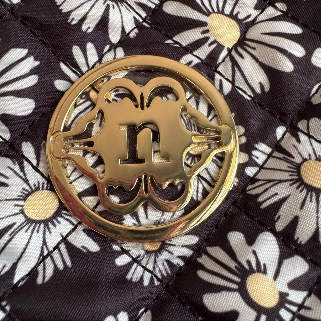 NANETTE LAPORE Large Blue Quilted Daisy Print Tote Bag Errands‎ School Work - Image 3