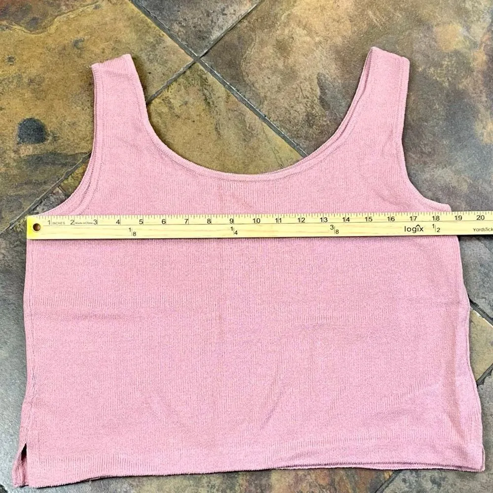 St. John Light Pink Ribbed Cropped Sleeveless Tank Top Medium - Image 5
