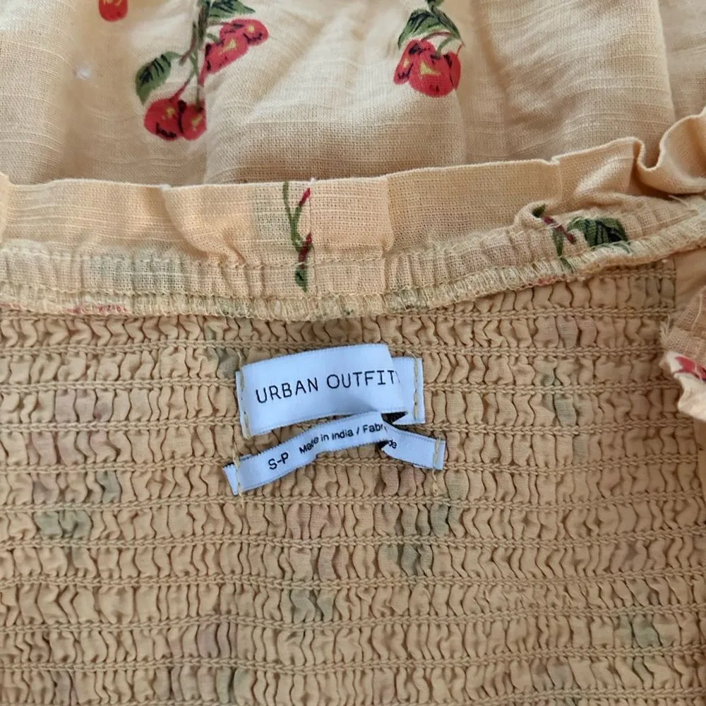 Urban Outfitters Women’s Small Magpie Yellow Cherry Mini Dress Puff Sleeves - Image 10