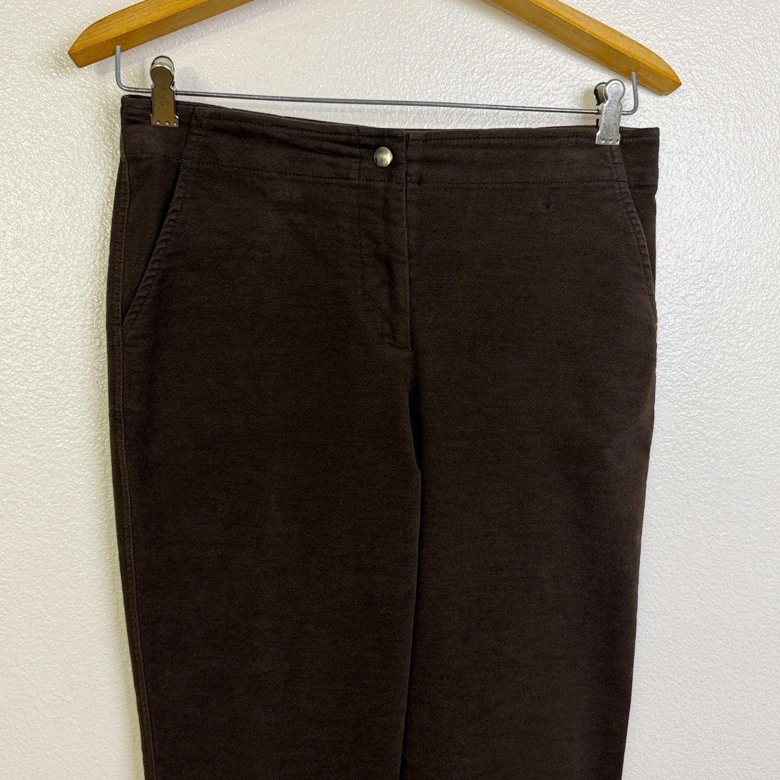 Gunex Pants Womens Size 6 Brown Tapered Leg Trouser Ankle Buckles Made in Italy - Image 3