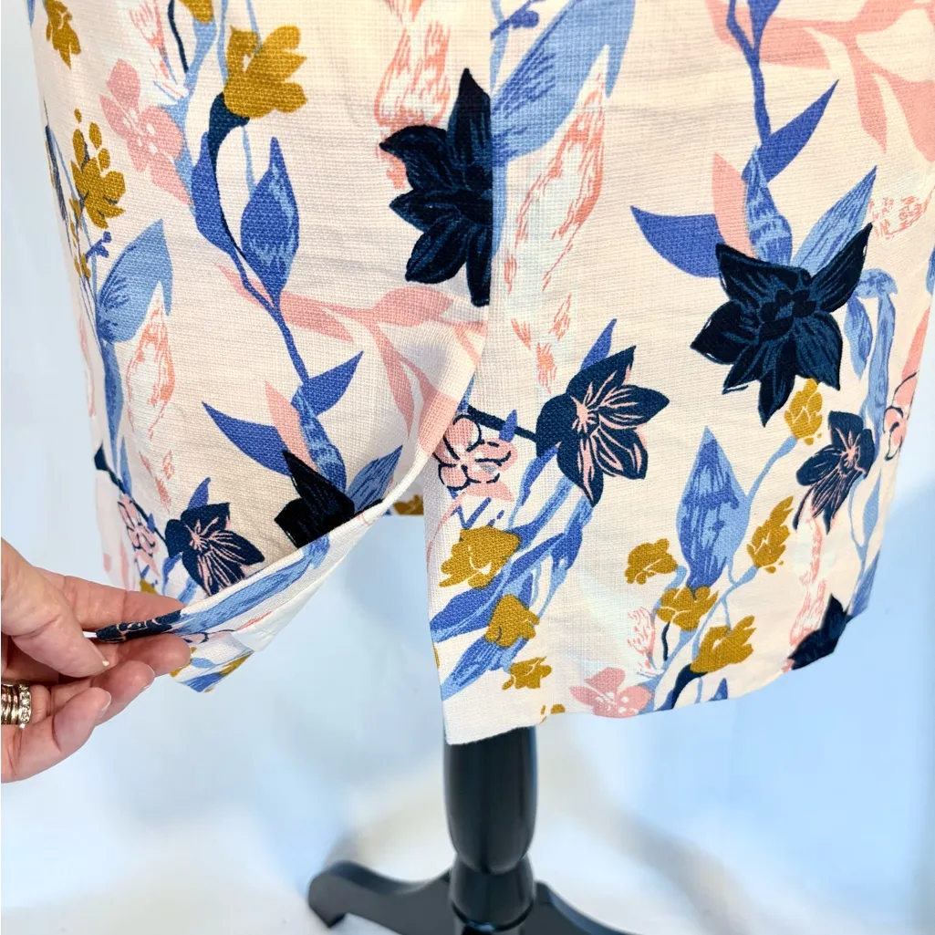 J.Crew Textured Weave Floral Print Pencil Skirt in Pink, Blue & Mustard Sz 6💚 - Image 6