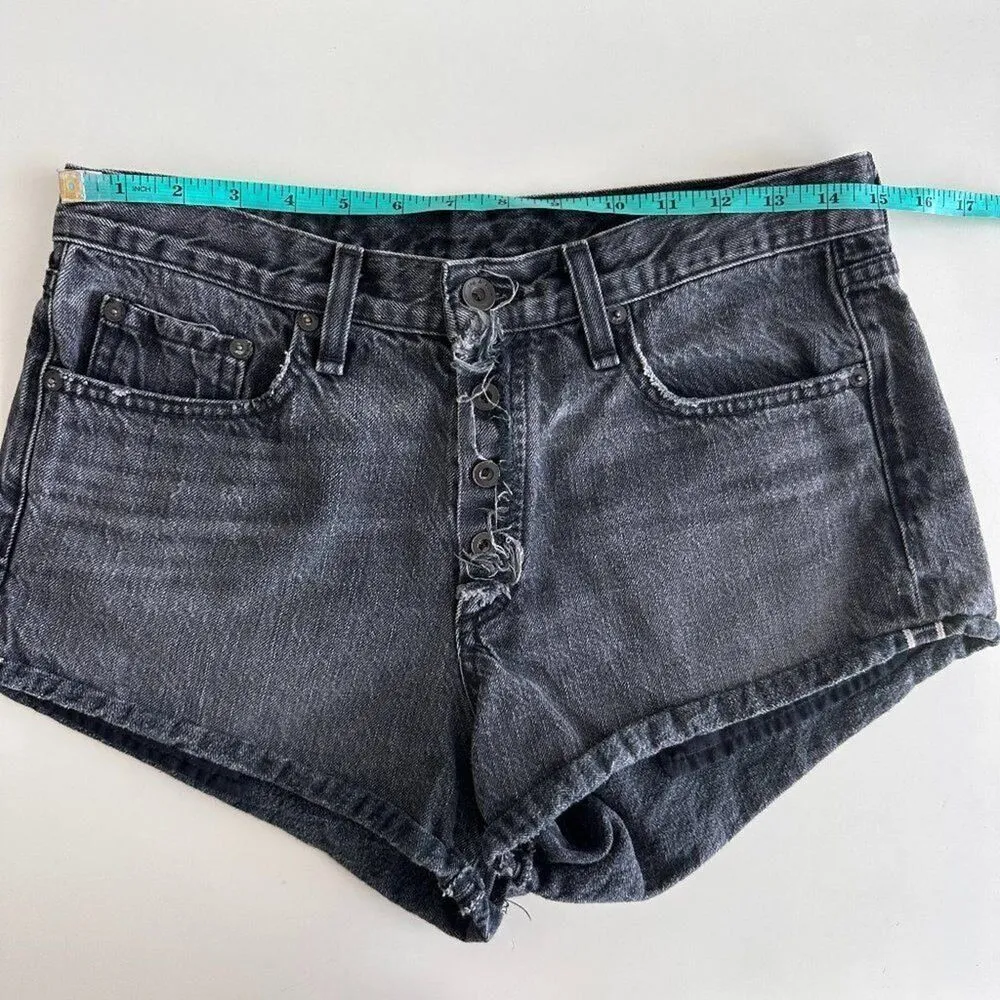 Rag & Bone Jean Shorts Womens 27 Black Mid Rise Exposed Button Fly Festival - Image 10