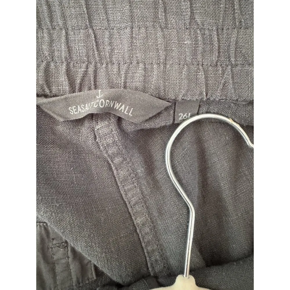 Seasalt Cornwall Carhales Trouser 100% Linen Size 26 Long Wide Leg Relaxed Fit Gray - Image 7