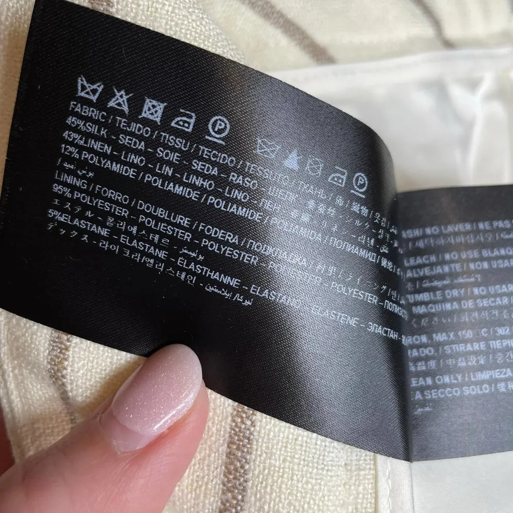 NWT Suistudio Silk Linen Off White Sand Stripe Lane Classic Trouser Pants Size 6 - Image 12