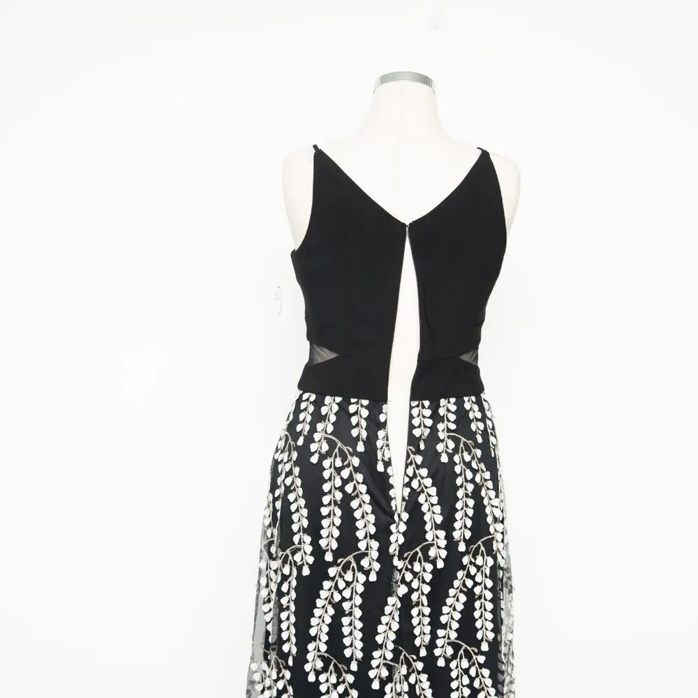 Xscape Mesh Inset Floral Embroidered Gown - Image 13