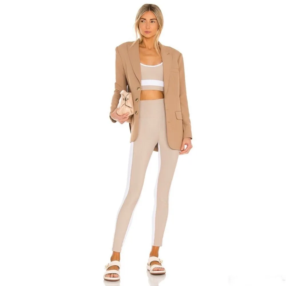 Beach Riot Ribbed Colorblock Athletic Workout Leggings Tan White Neutral Size XL - Image 13