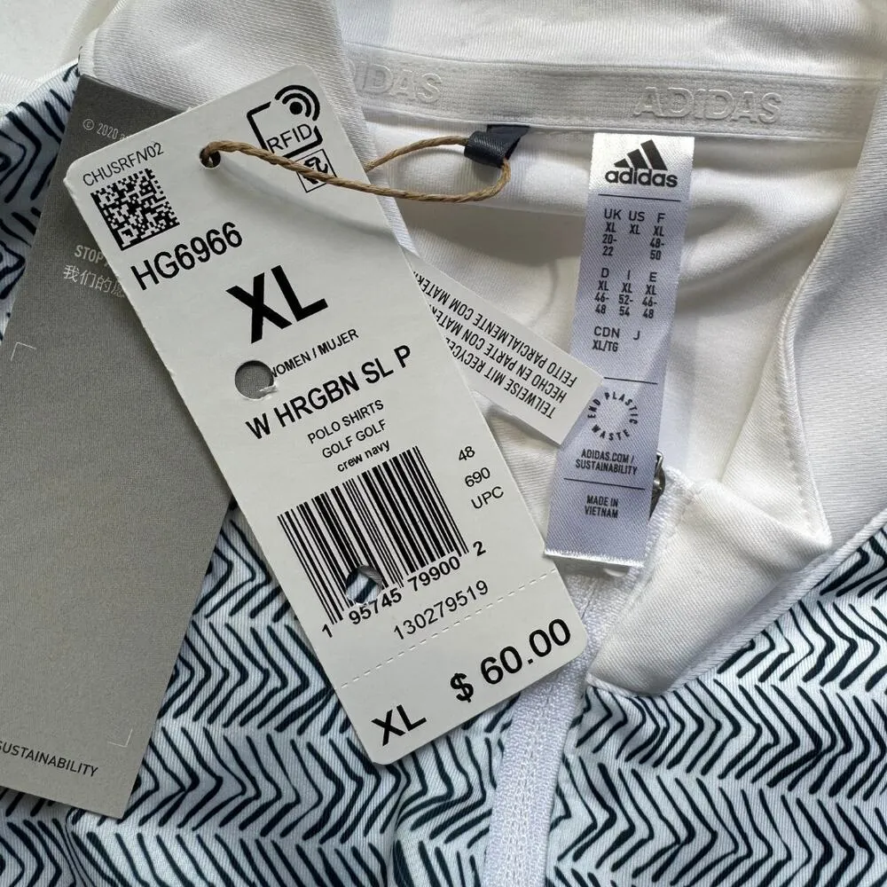 ADIDAS Womens Herringbone HRGBN Sleeveless Golf Polo Quarter Zip Navy NWT XL - Image 6