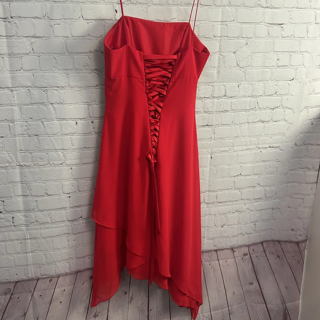 Vintage Deadstock Formal gown Raylia Designs rhinestones size 8 statement y2k Red - Image 9