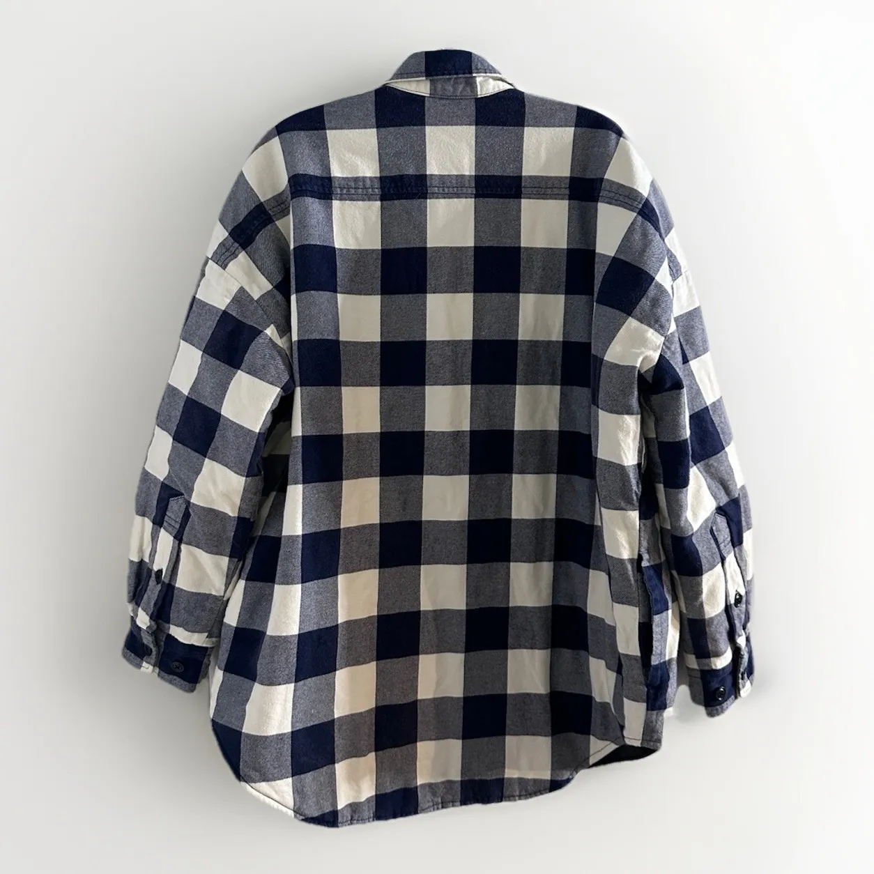 $475 Denimist Women Blue/White Plaid Cpo Shirt Jacket Size XXS Oversized Blue - Image 7