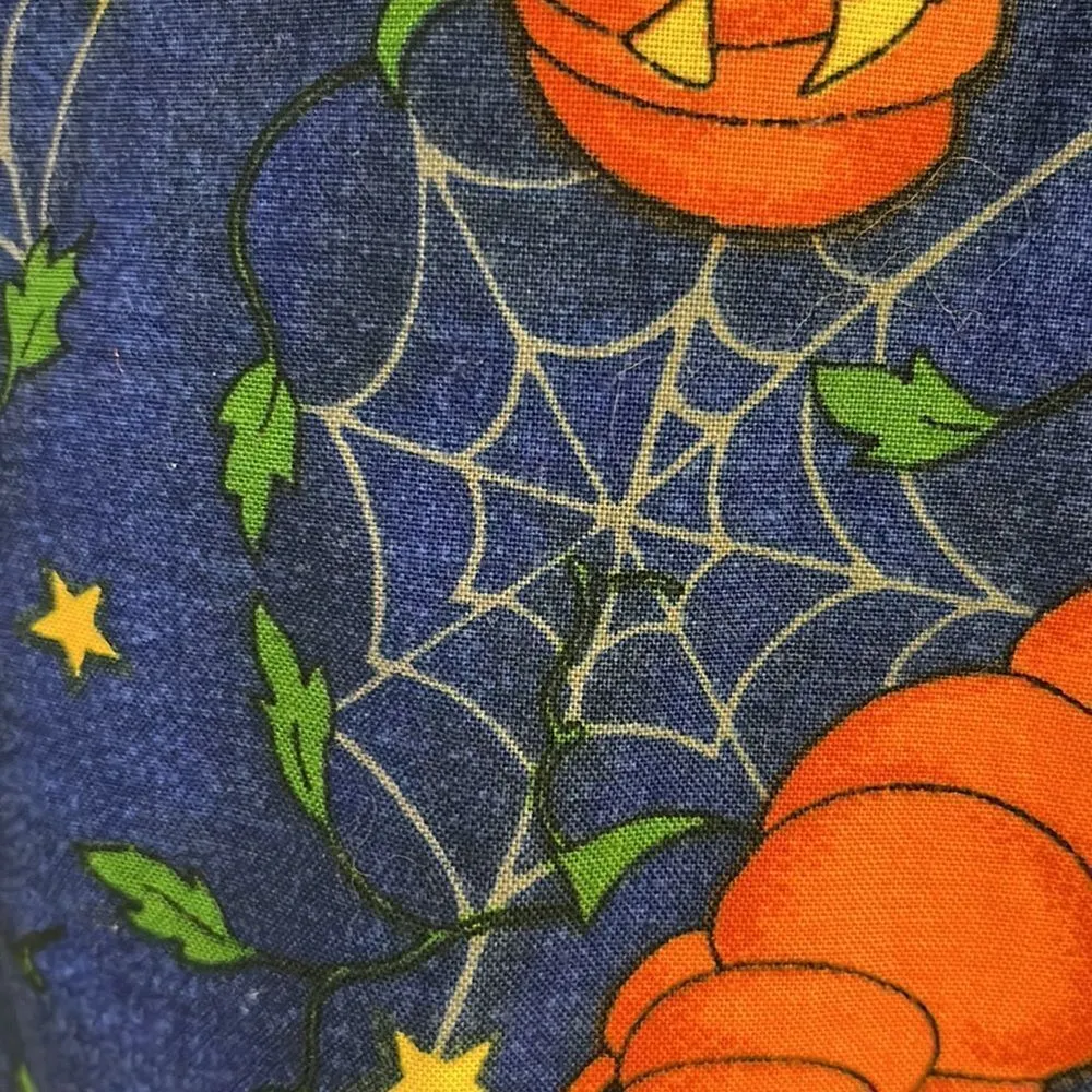 Halloween Pumpkin, Spider Web Fashion Blue, Orange, Green, Yellow Button Up Vest Blue Size L - Image 8