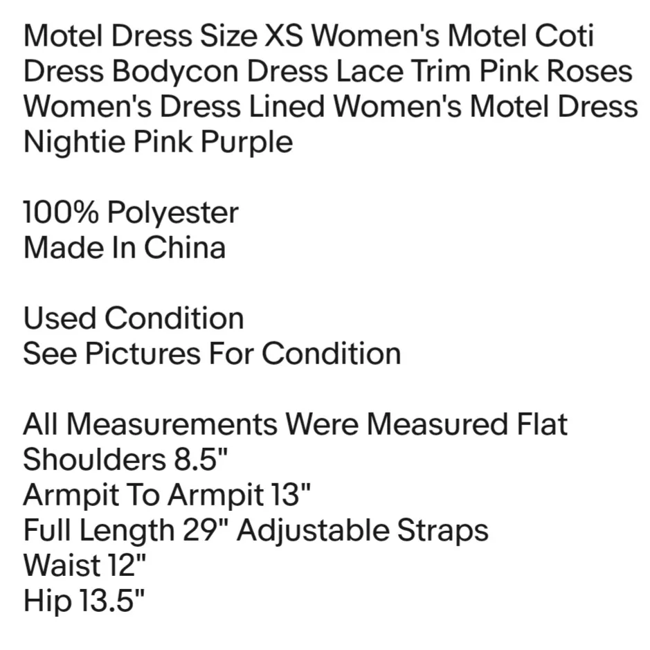 Motel Dress Size XS Women's Motel Coti Dress Bodycon Dress Lace Trim Pink Roses - Image 2