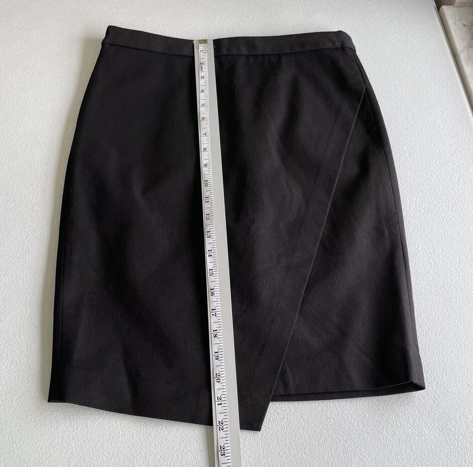 Banana Republic Womens Size 2 Crossover Faux Wrap Pencil Skirt Black Stretch - Image 10