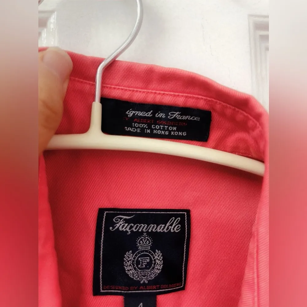 Faconnable Sz 4 Jean A-Line Dress Button Up Knee Length Front Flap Pockets - Image 7