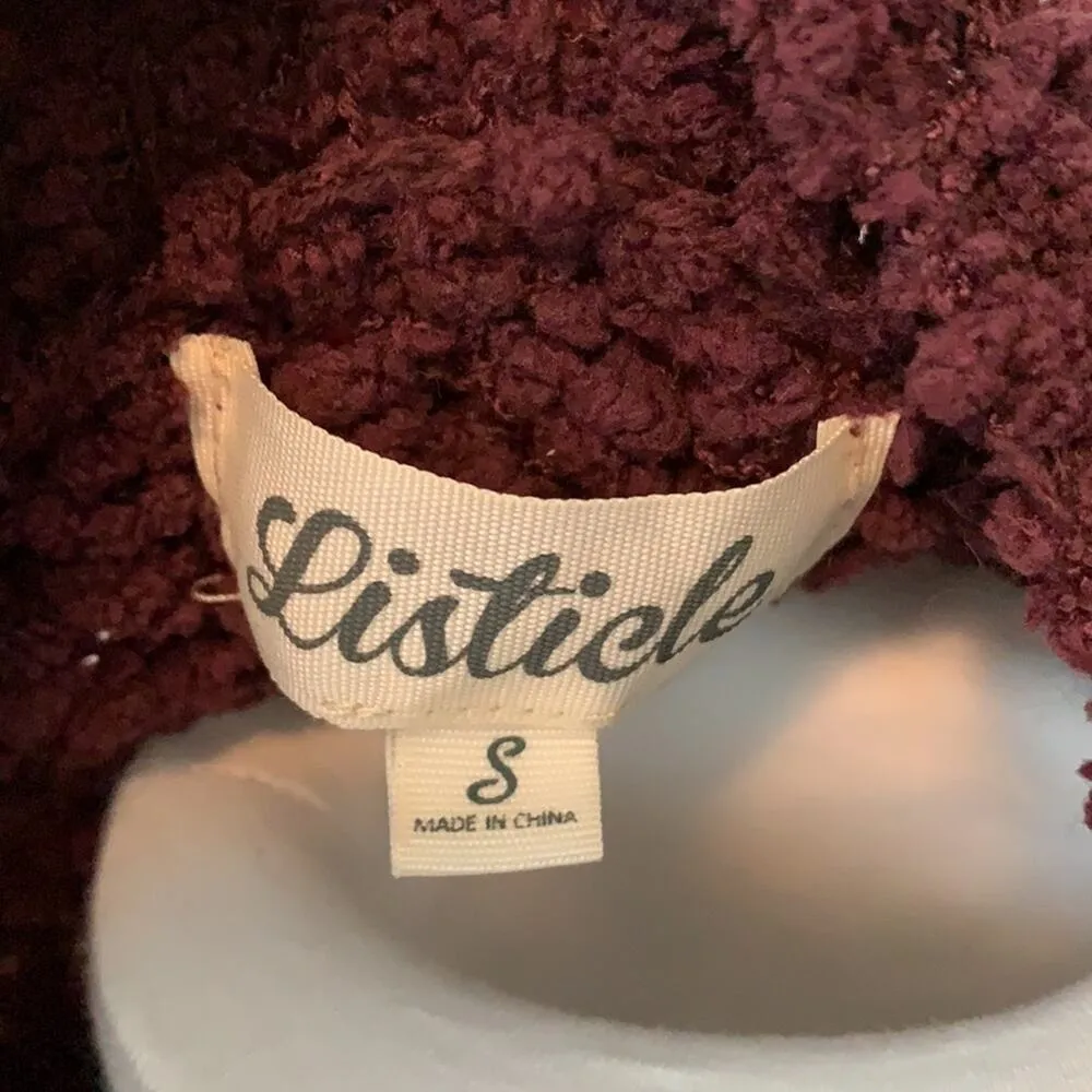 Listicle Wine Mock Neck Pullover Sweater Sz S - Image 5