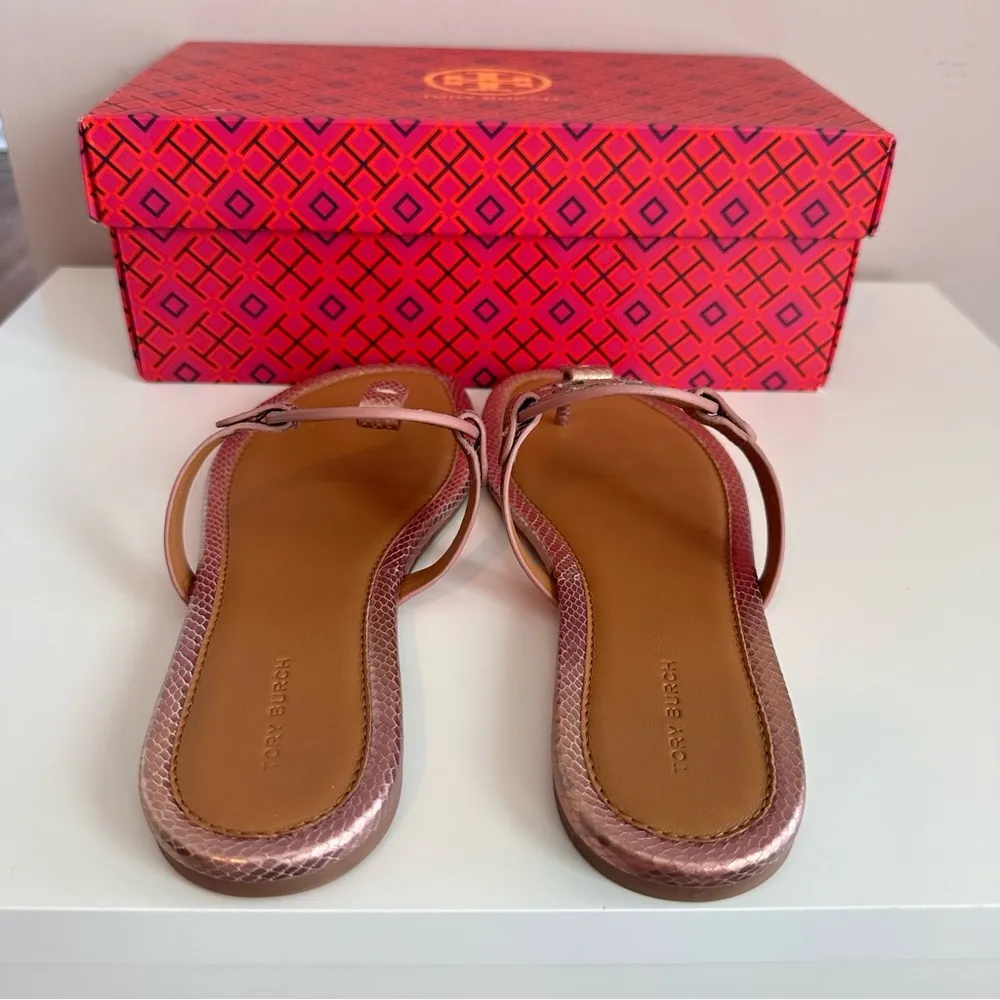 Tory Burch  Miller Snake-Embossed Leather Sandals Size 9 NIB - Image 5