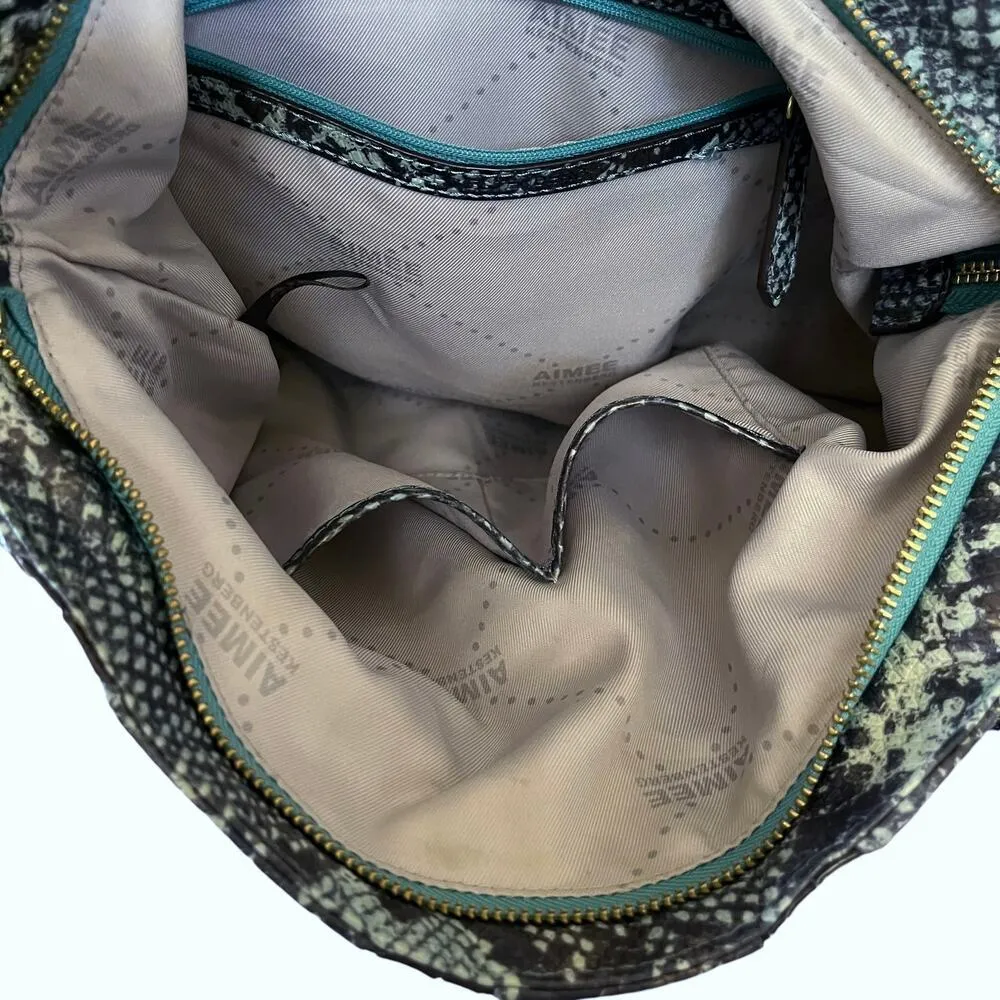 Tuscany Cobra Print Pebble Leather and Suede Hobo Shoulder Bag - Image 6