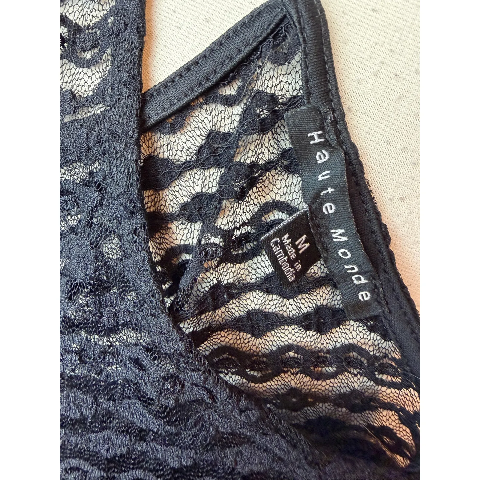 Haute Monde Lace Whimsigoth Top Medium Sheer Fairy Grunge Sexy Y2K 90s Black - Image 2