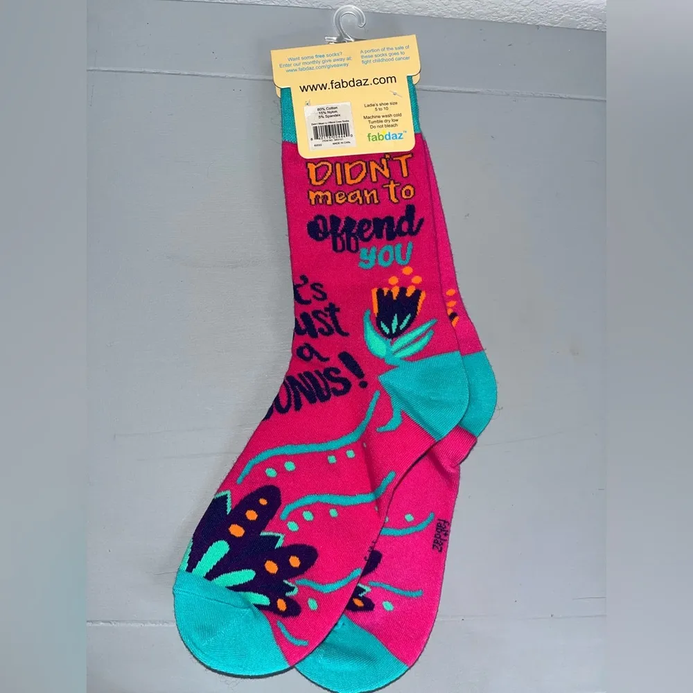 Fabdaz NIP ‘Didn’t Mean To Offend You It’s Just A Bonus!’ Humor Punny Socks 5 - Image 6