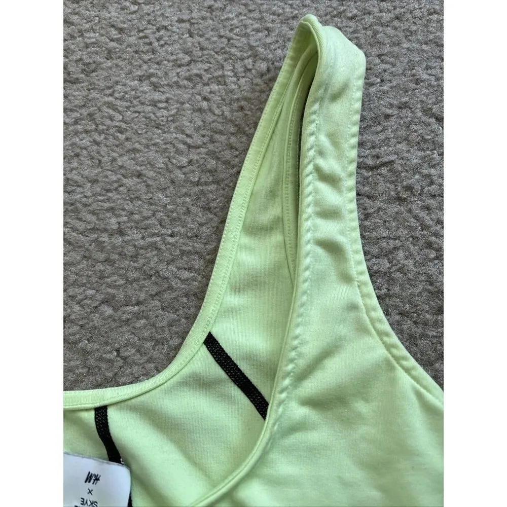 justine skye h&m neon green  Black Stripe crop top Rave Edgy Urban Size m - Image 6