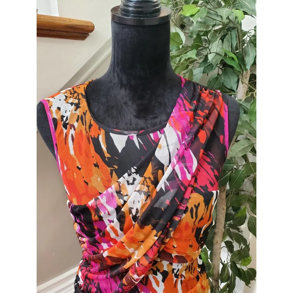 Bisou Bisou Women's Multicolor Round Neck Rayon Casual Knee Length Dress 10 - Image 2