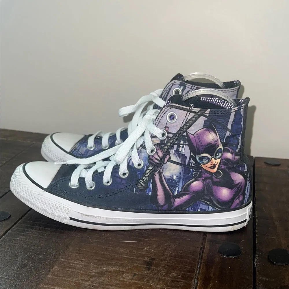 Converse CatWoman Comic High Top Sneakers Womens 8.5 Purple - Image 3
