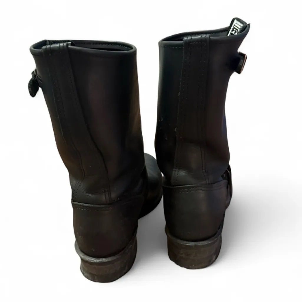 Frye Engineer 12R Greasy Black Leather Biker Boot Size 6 - Image 4