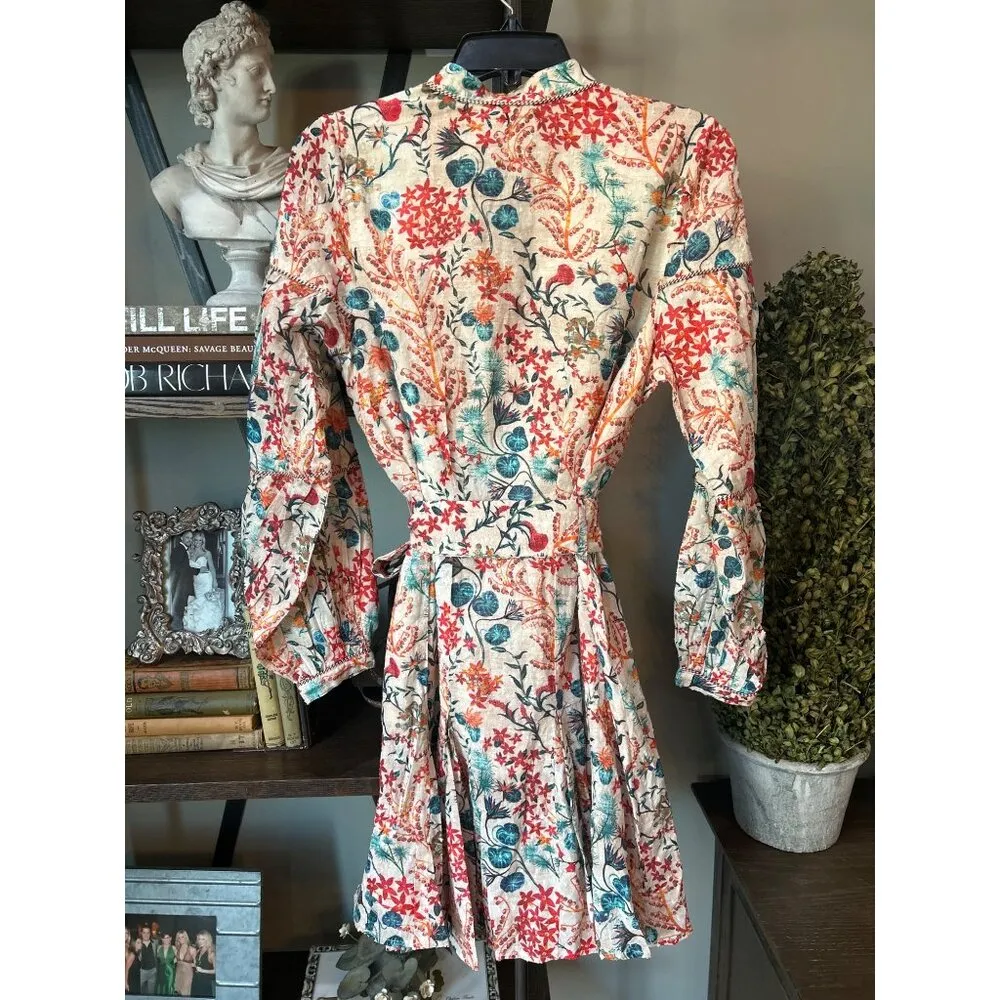 Chufy Thomas Organic Cotton Shirt Dress Luxor Print Womens Size Small Orange - Image 5