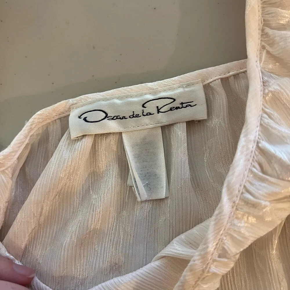 Oscar de la Renta Vintage  Pink Floral Inlay Lace Trim Sleeve Midi Slip Dress - Image 4