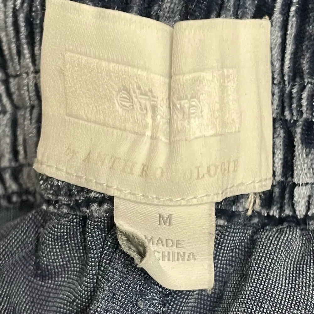 Anthropologie ett:twa Kinley Shale Blue Crushed Velvet Cropped Pants Size Medium - Image 8