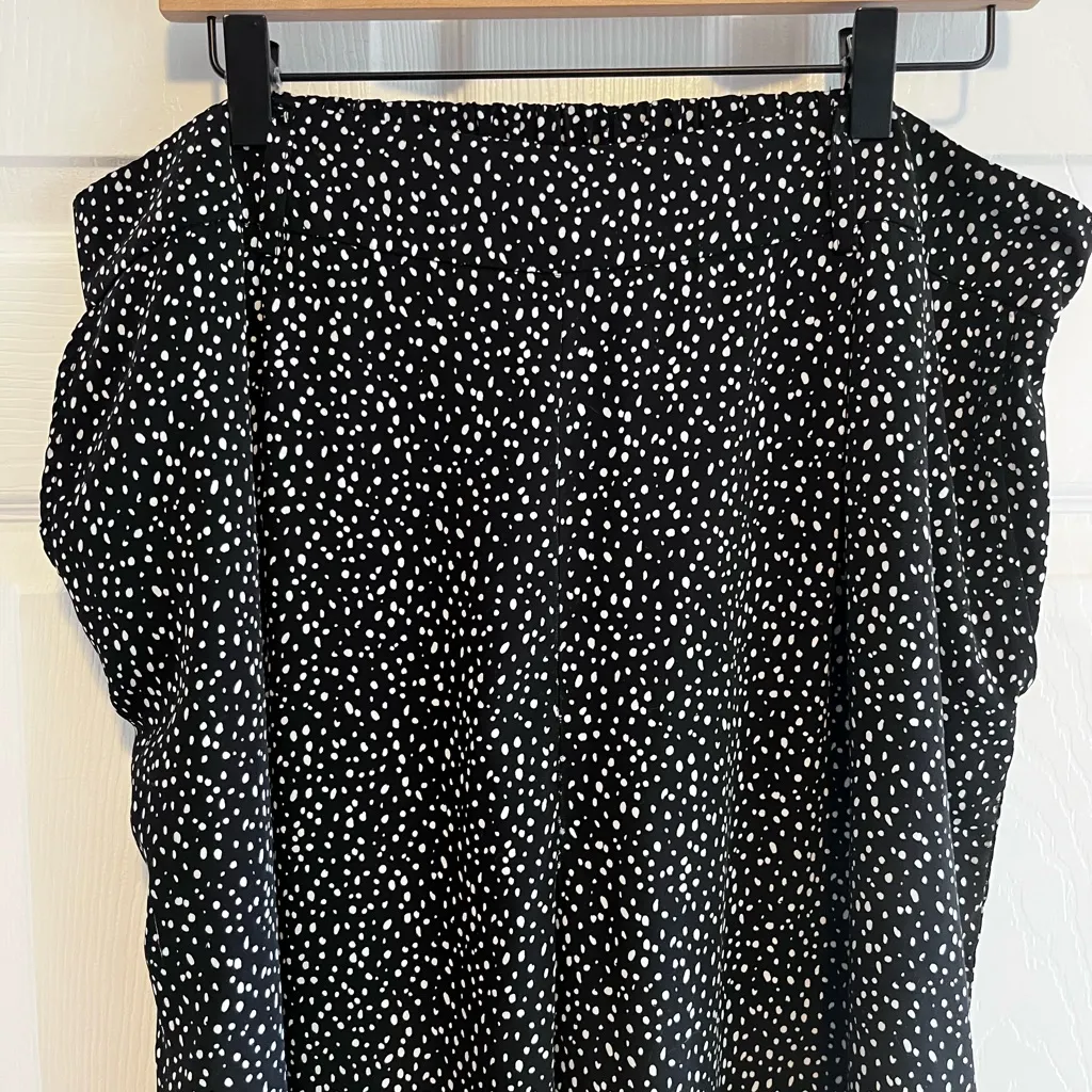 Forever 21 Black Polka Dot Wide Leg Dress Pants 2X Loose Flowy Contemporary - Image 6
