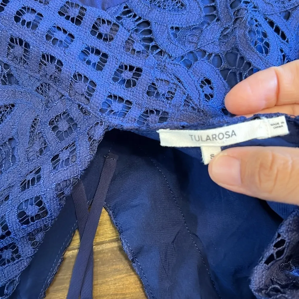 Tularosa Revolve Skylar Lace V Neck Mini Dress Blue Small - Image 6