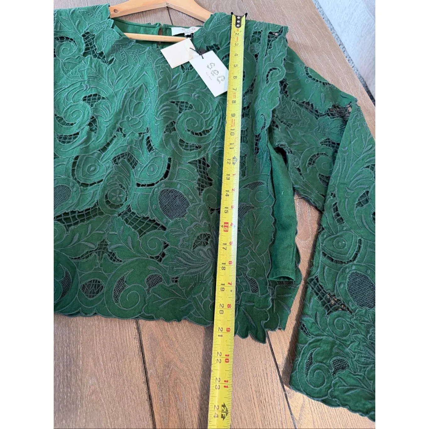 NWT Sea New York Green Ceci Embroidery Long Sleeve Top Size Large - Image 9