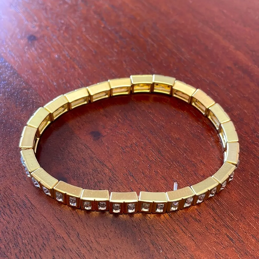 SUGARFIX by BaubleBar Baguette Stretch Bracelet Gold CZ sone fashion jewelry New - Image 3