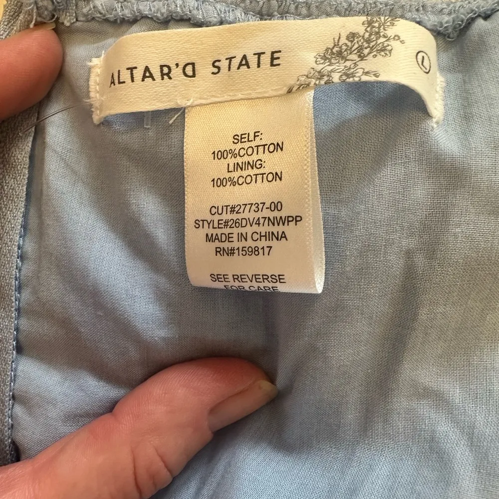 Altar’d State Tie Back Blue Eyelet Sundress Mini Dress Bow NWOT - Image 9