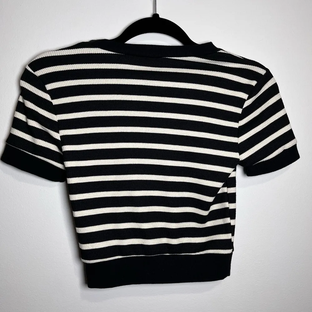 ATELIER by KIRIOUS Striped Ribbed Mini Sweater Top Women’s Shirt Sz XS NWOT Black - Image 3